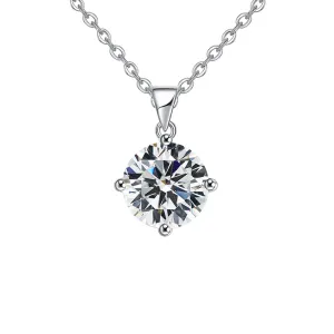 18K White Gold 2 Carat Created Cubic Zirconia Round Stud Necklace Plated 18 inch