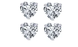 18k White Gold Plated 2Ct Heart White Sapphire Set Of Two Stud Earrings