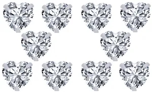 18k White Gold Plated 4mm 1Ct Heart White Sapphire Set Of Five Stud Earrings