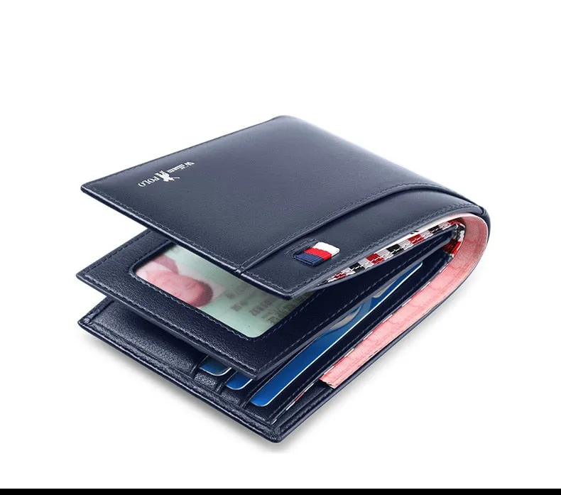 2019 Men's Slim Wallet Genuine Leather Mini Purse Casual Design Bifold Wallet