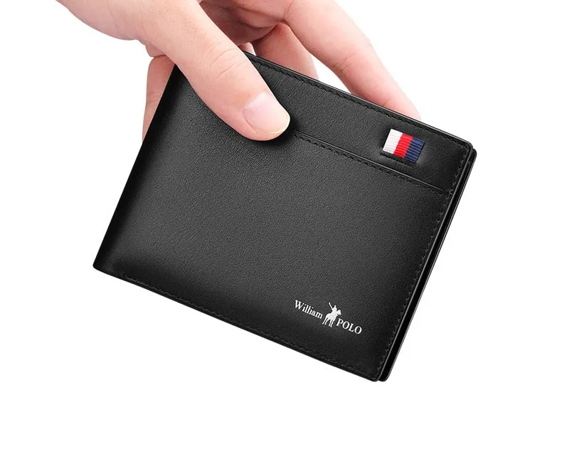 2019 Men's Slim Wallet Genuine Leather Mini Purse Casual Design Bifold Wallet