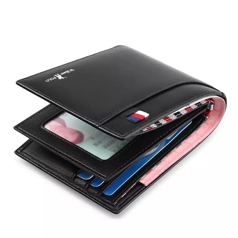 2019 Men's Slim Wallet Genuine Leather Mini Purse Casual Design Bifold Wallet