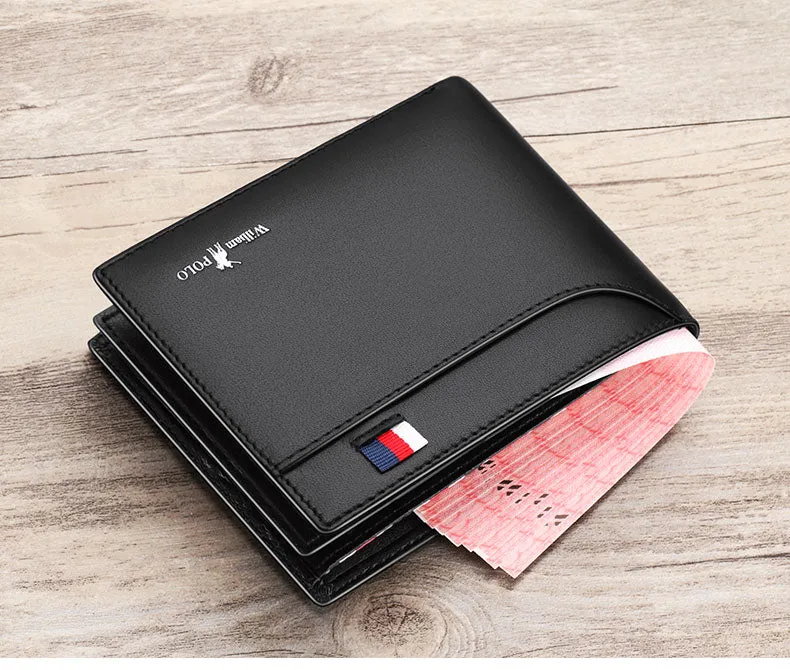 2019 Men's Slim Wallet Genuine Leather Mini Purse Casual Design Bifold Wallet