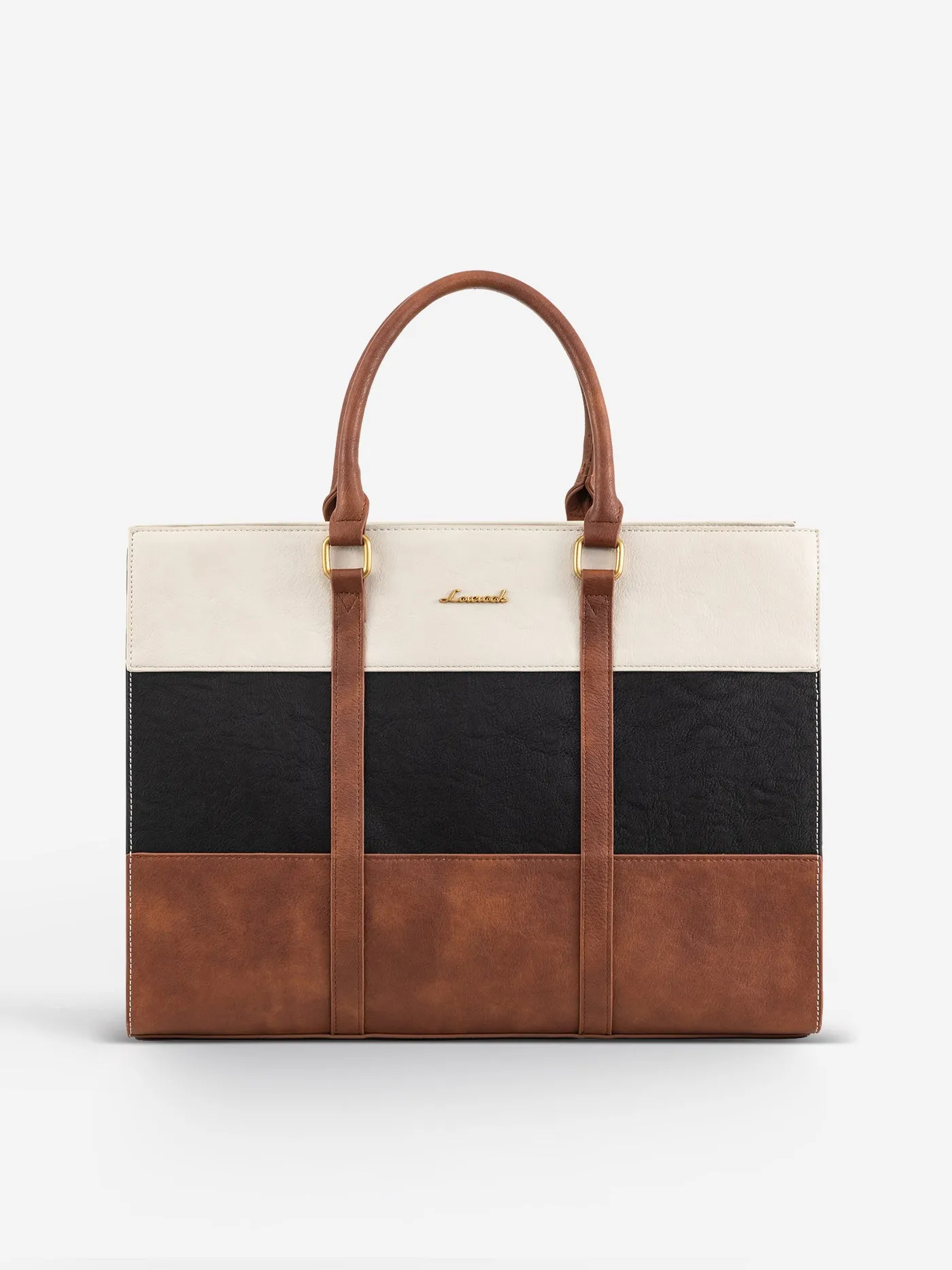 2Pcs Elegant Colorblock Tote Bag, 15.6"