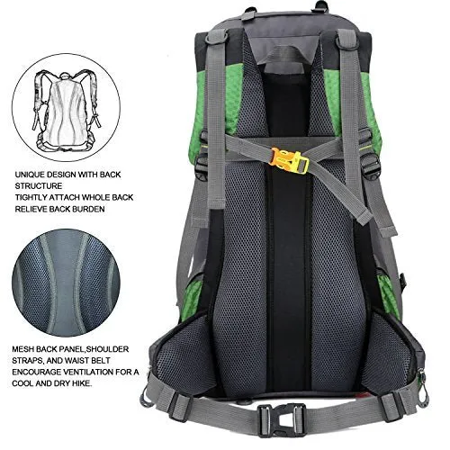 60L Waterproof Lightweight Hiking Backpack with Rain Cover