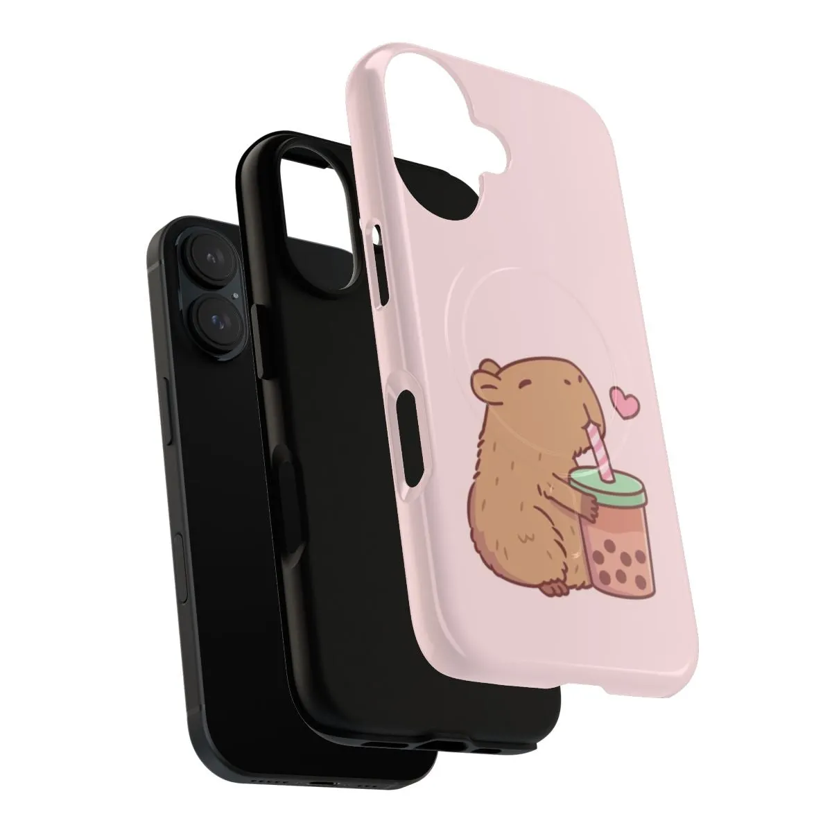 Adorable Capybara Enjoys Bubble Tea Magnetic Tough Phone Case