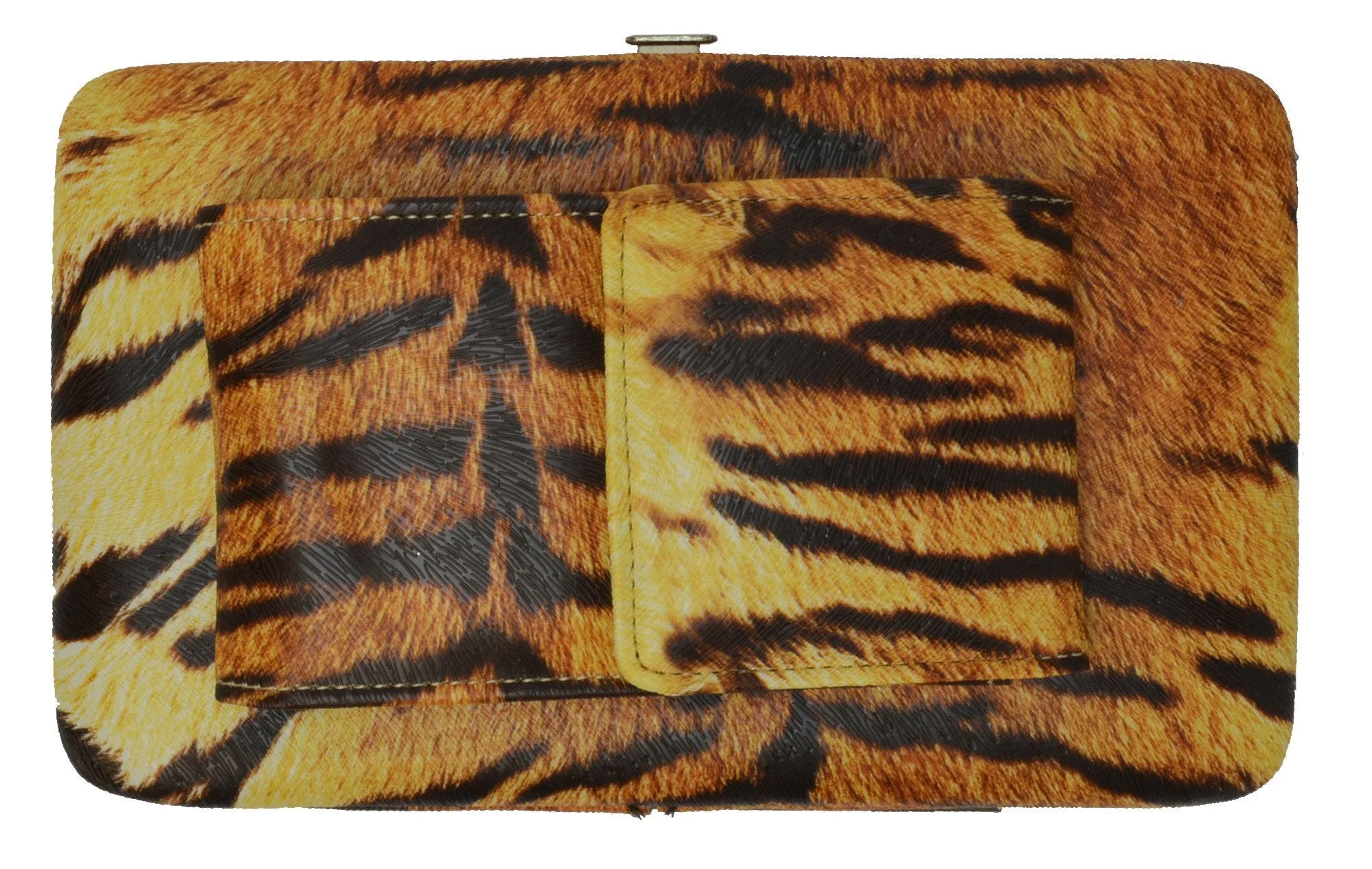 Animal Print Flat Wallet with Cellphone Pouch 7052