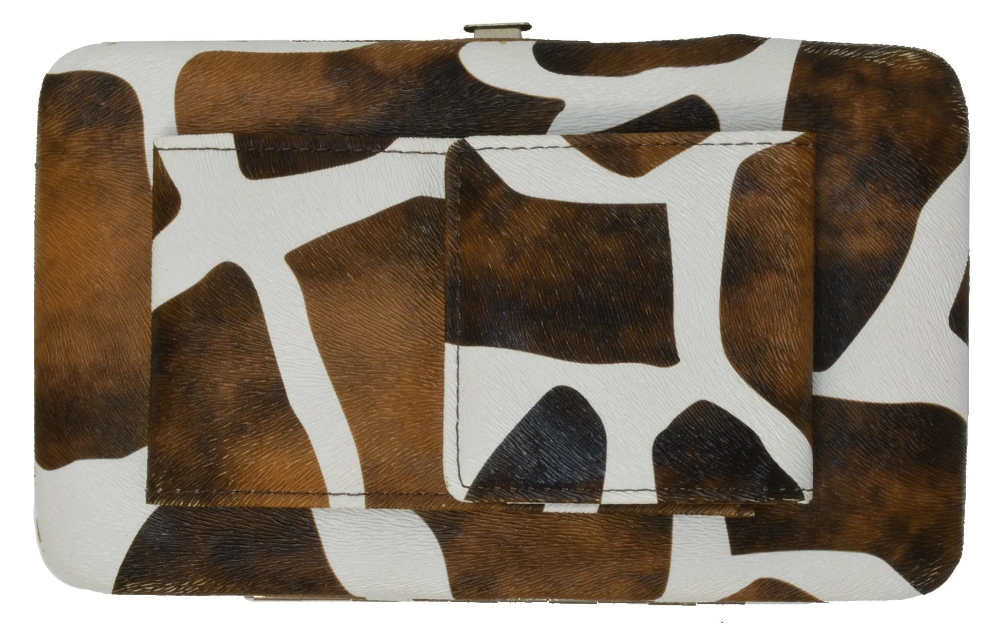 Animal Print Flat Wallet with Cellphone Pouch 7052