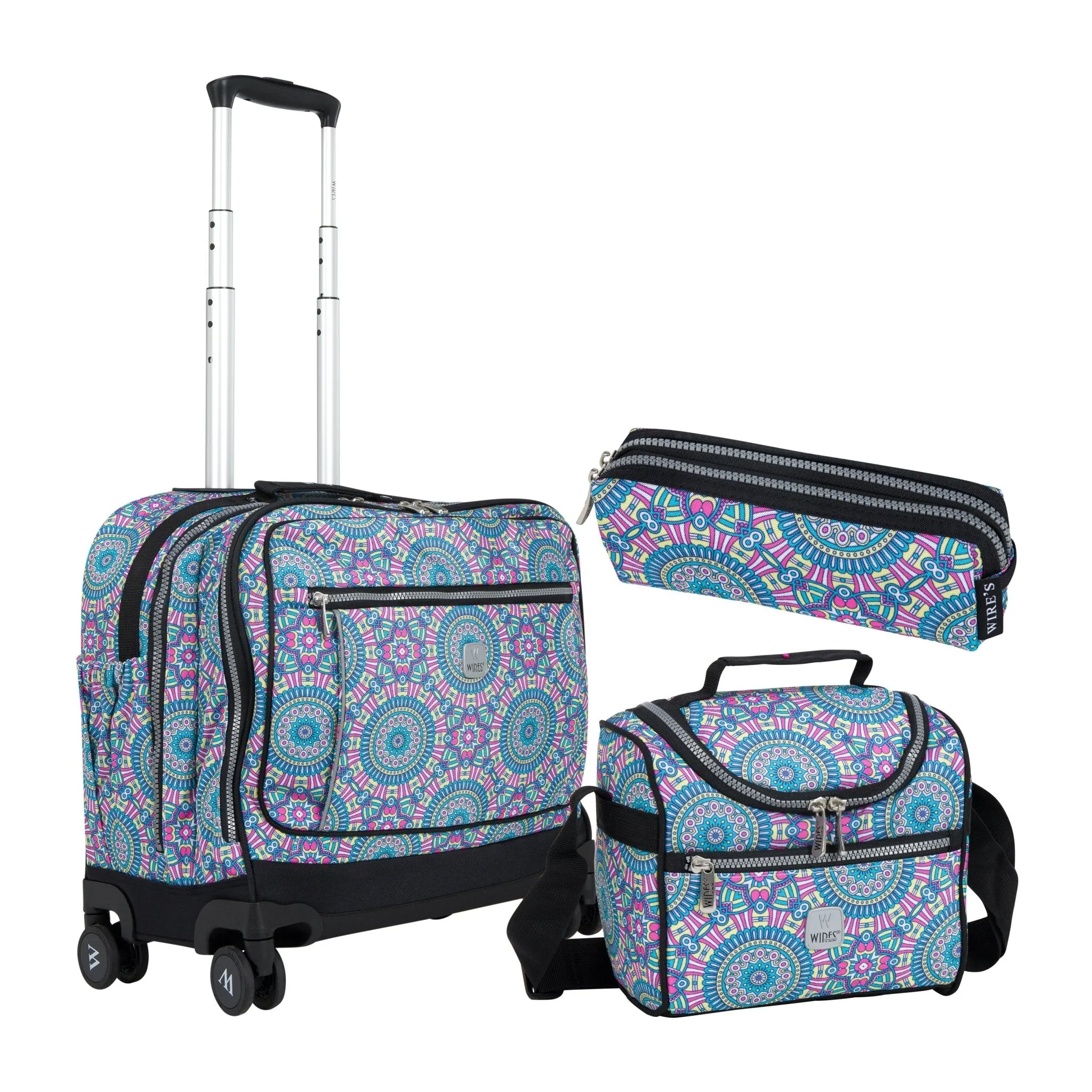 Ankara School Bag Trolley Set of 4(Lunch Bag & Pencil Case) Lunch Box