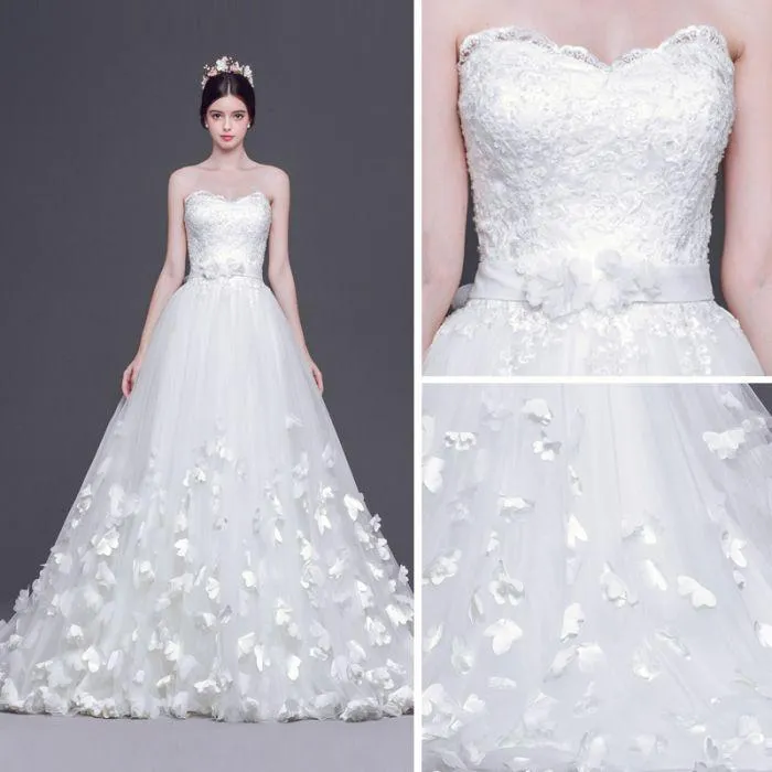 Anneprom Chic Cheap Wedding Dresses Vintage A-line Sweetheart White Wedding Dress With Lace APW0250