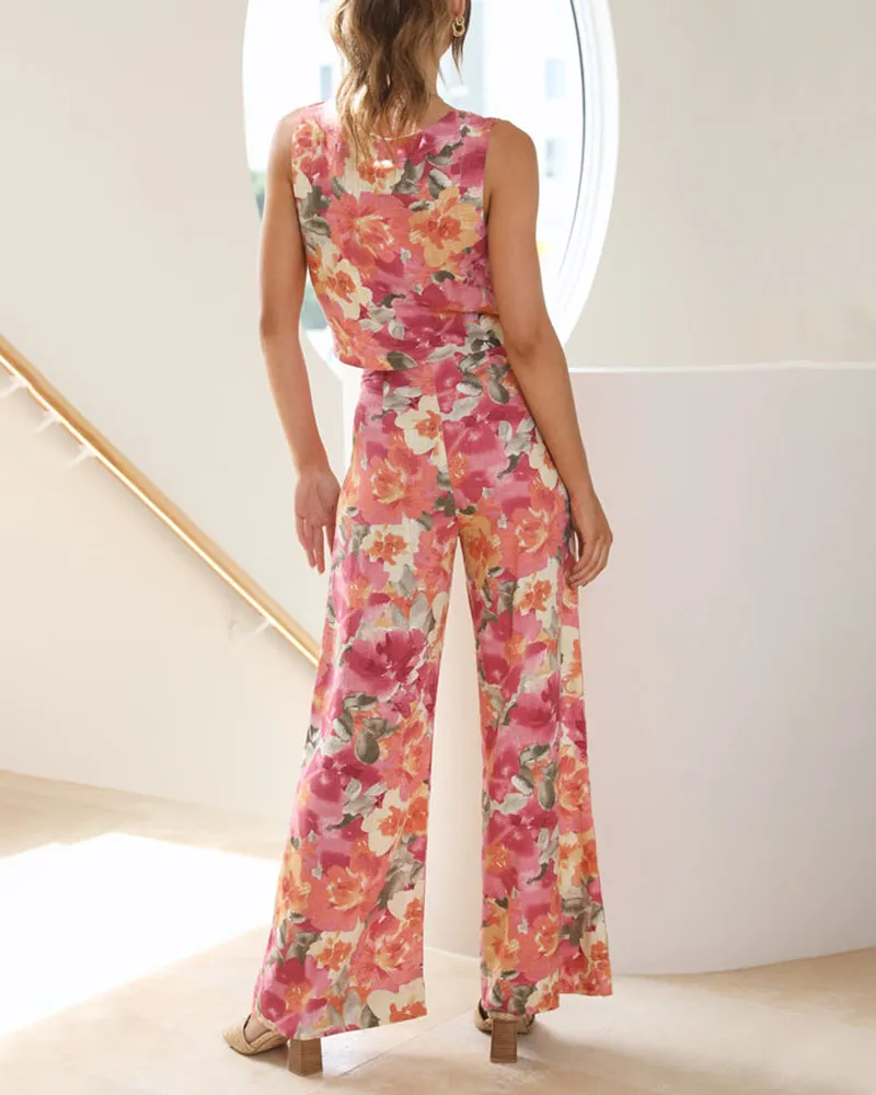 Artistic Floral Print Two-Piece Set