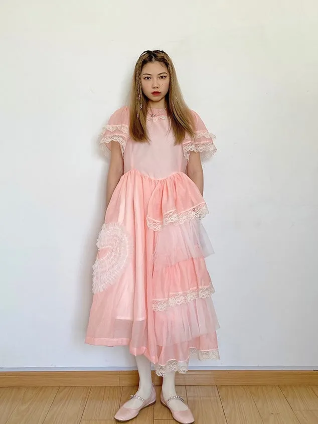 [August Unicorn] Strawberry shortcake lace midi dress