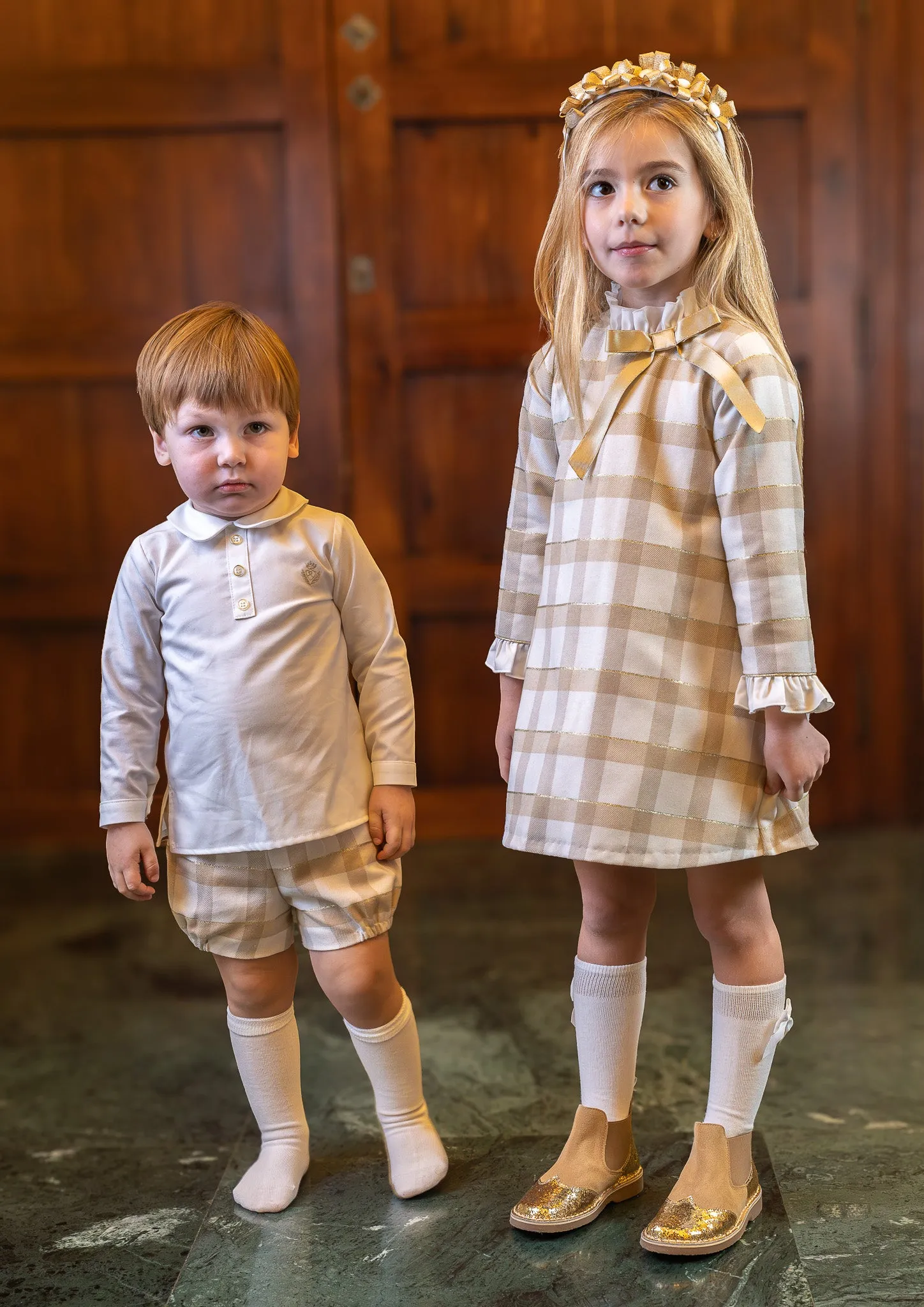 AW24 Rochy Girls Camel & White Dress