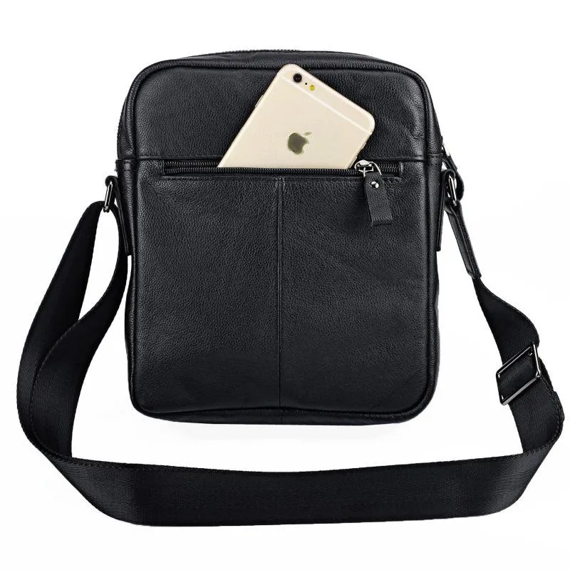 BADASS Black LEATHER MENS Small Ipad SHOULDER BAG SIDE BAG COURIER BAG MESSENGER BAG FOR MEN