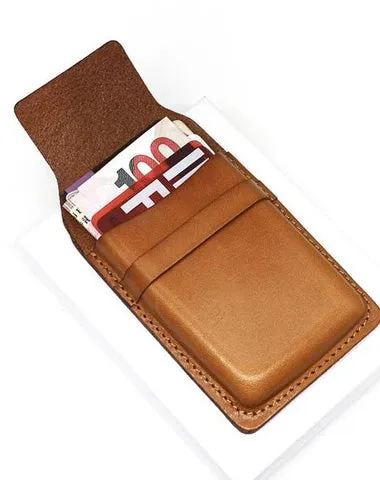 Badass Leather Mens Card Wallet Front Pocket Wallets Small Slim Wallet Change Wallet for Men