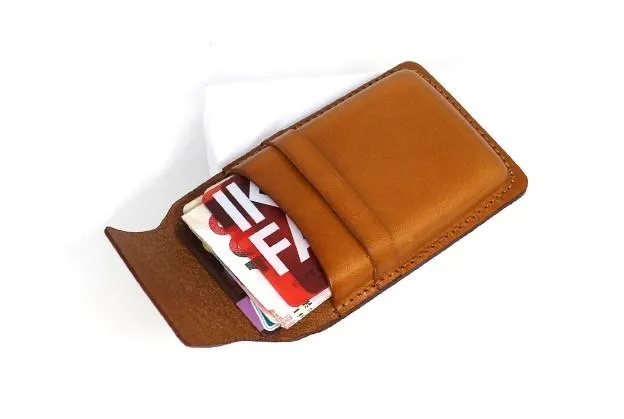 Badass Leather Mens Card Wallet Front Pocket Wallets Small Slim Wallet Change Wallet for Men