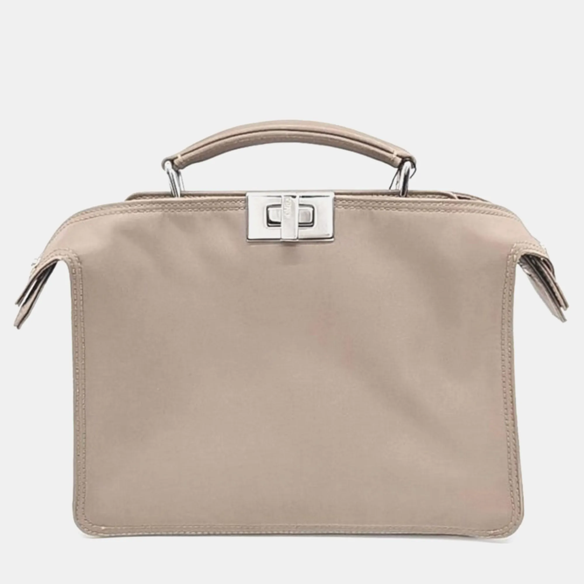 Beige Leather Mini Peekaboo ISeeU Satchel Bag