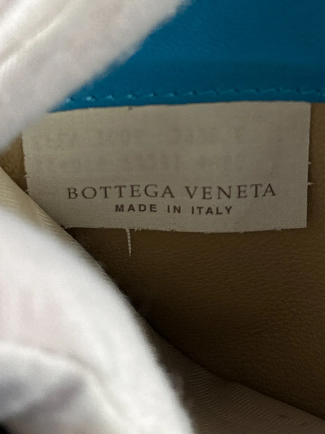 Bottega Veneta blue white nappa Intrecciato zip around wallet