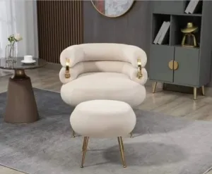 Caleb Boucle Occasional Chair with matching ottoman