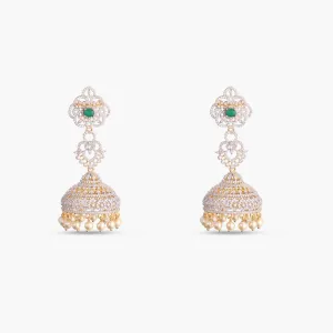 Camellia Floral CZ Silver Jhumka Earrings