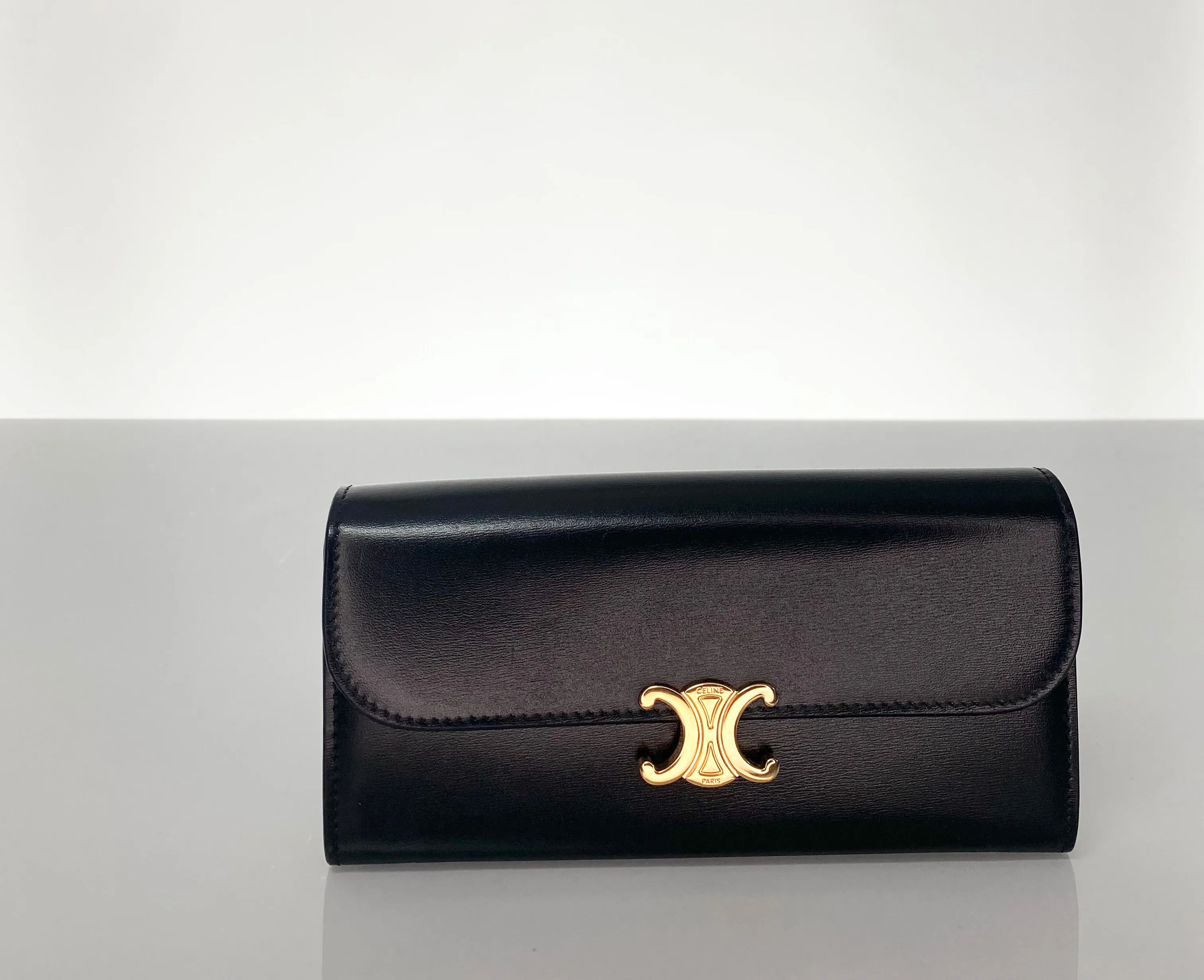 Celine Preloved Large Shiny Calfskin Triomphe Wallet