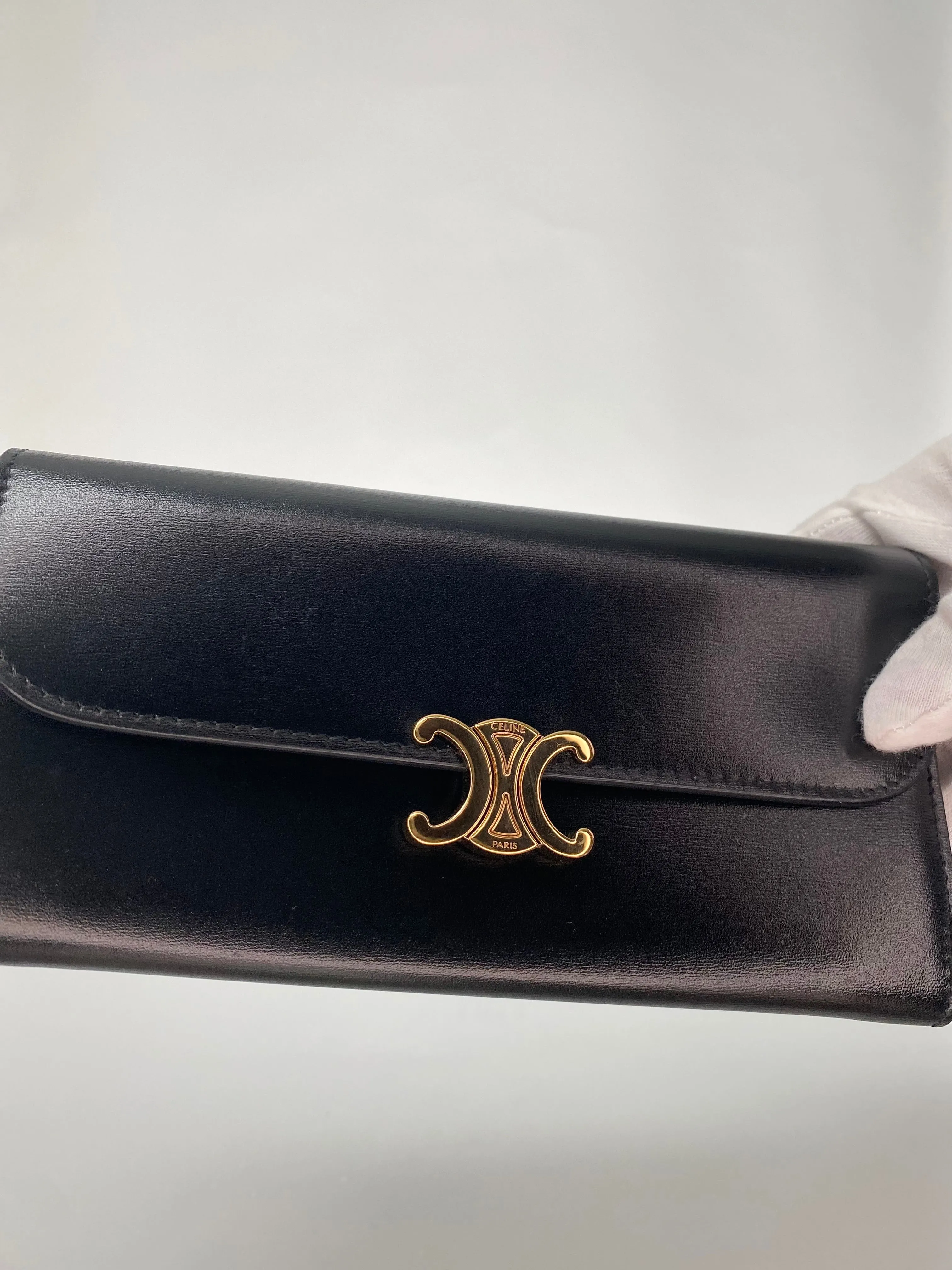 Celine Preloved Large Shiny Calfskin Triomphe Wallet