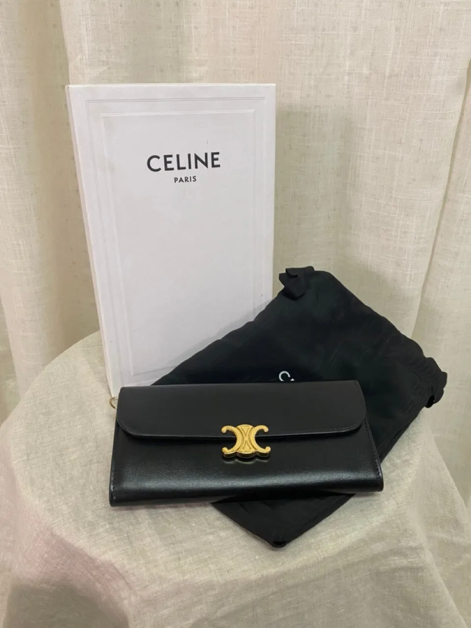 Celine Preloved Large Shiny Calfskin Triomphe Wallet