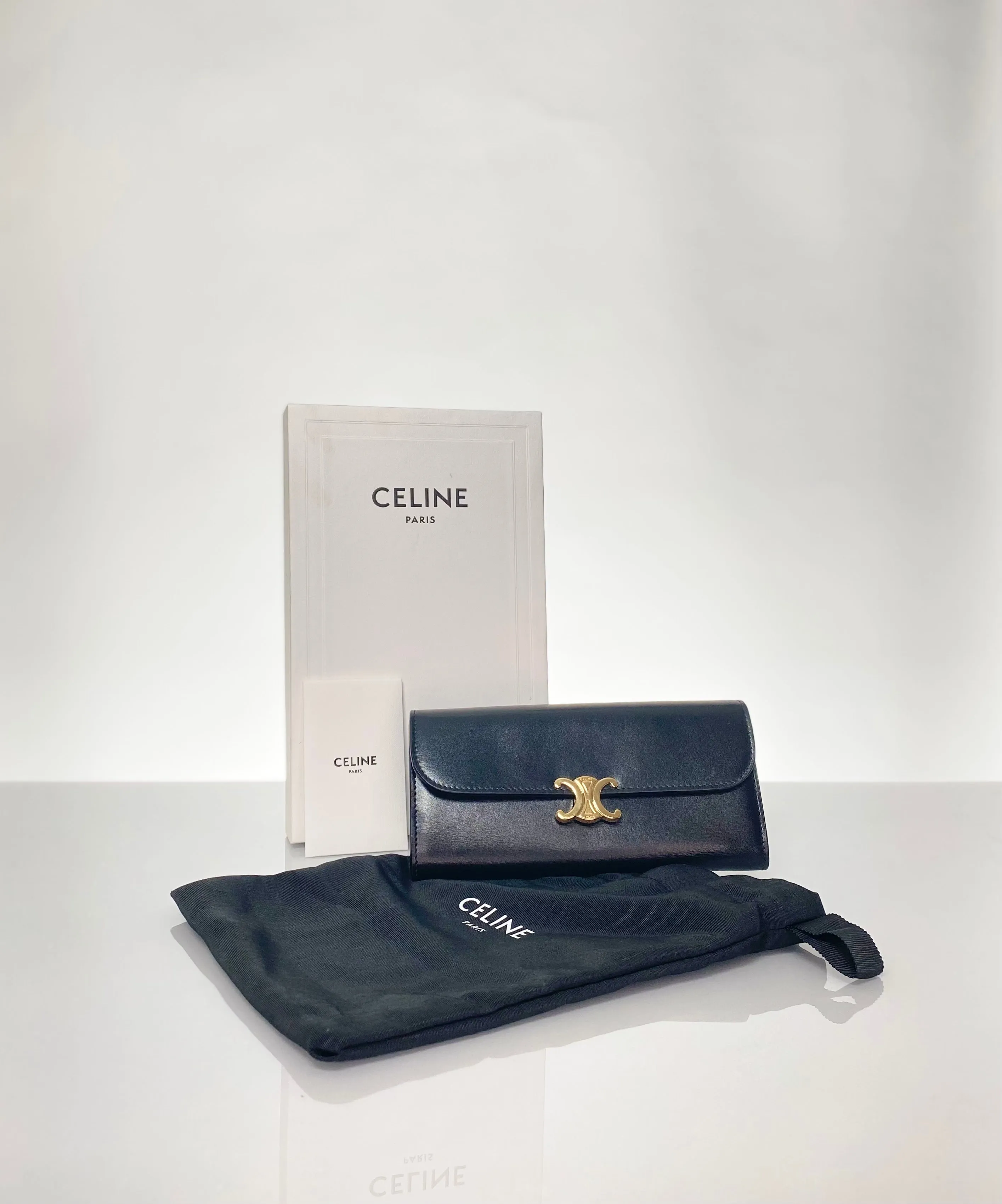 Celine Preloved Large Shiny Calfskin Triomphe Wallet