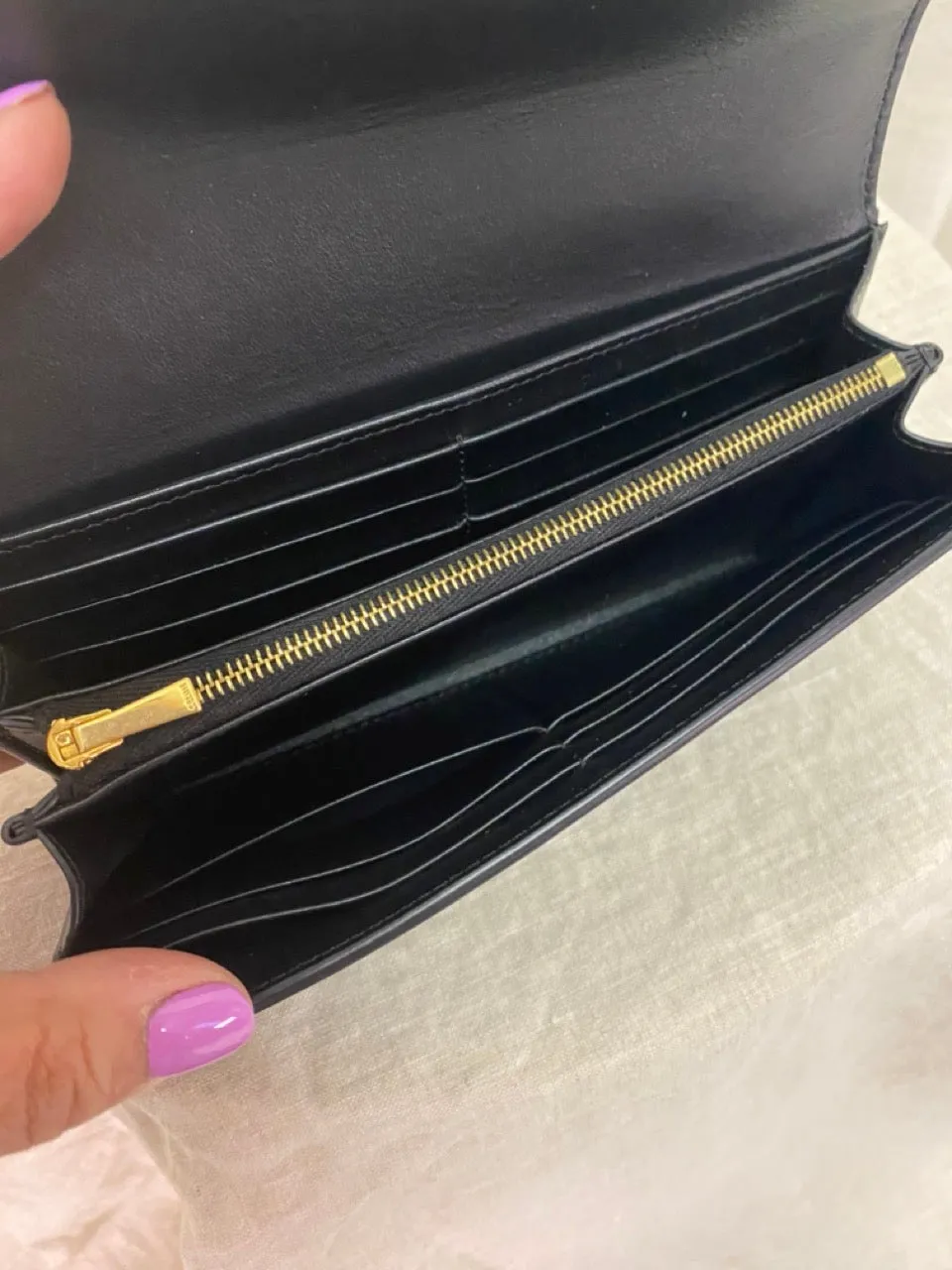 Celine Preloved Large Shiny Calfskin Triomphe Wallet