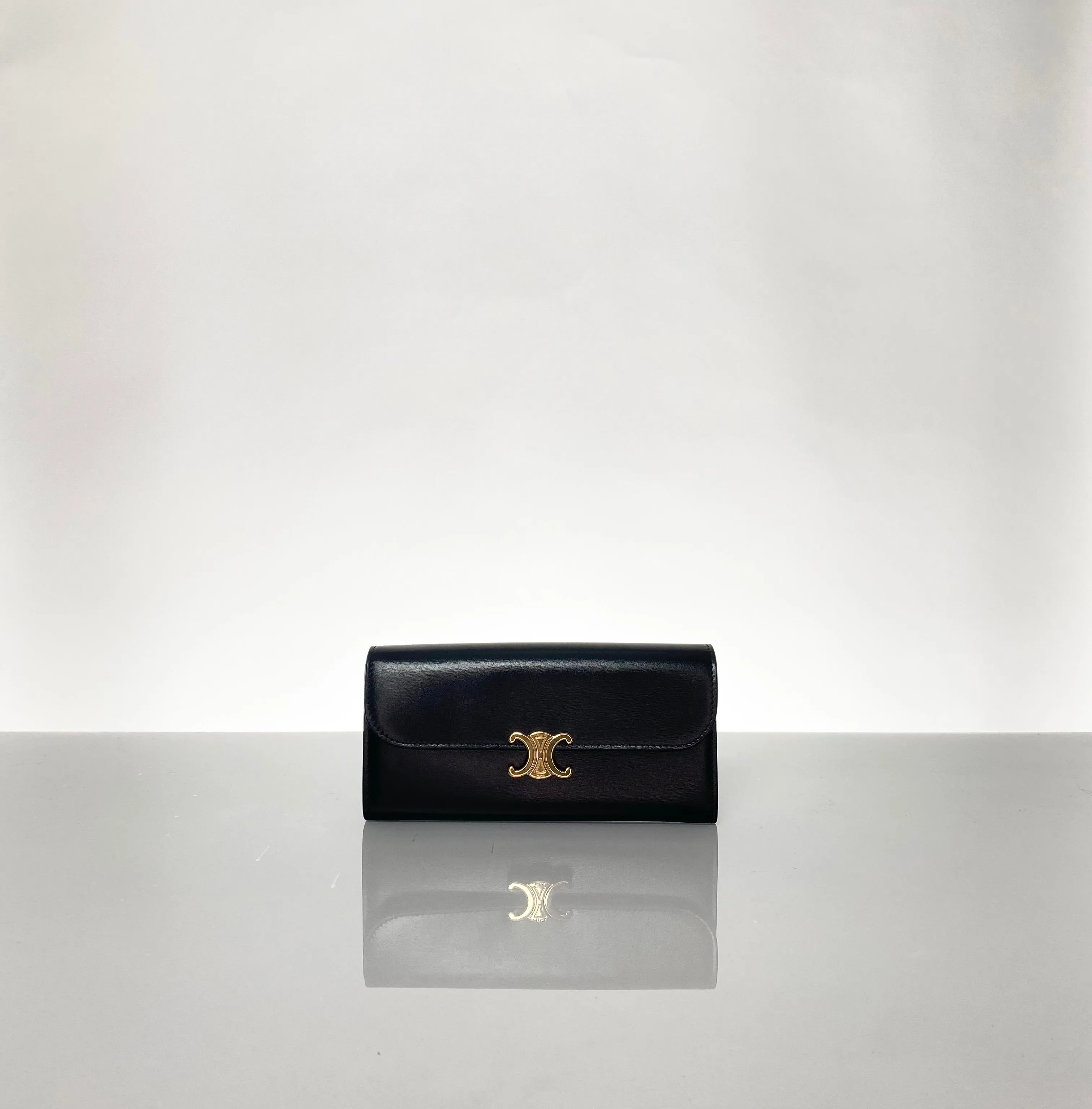 Celine Preloved Large Shiny Calfskin Triomphe Wallet