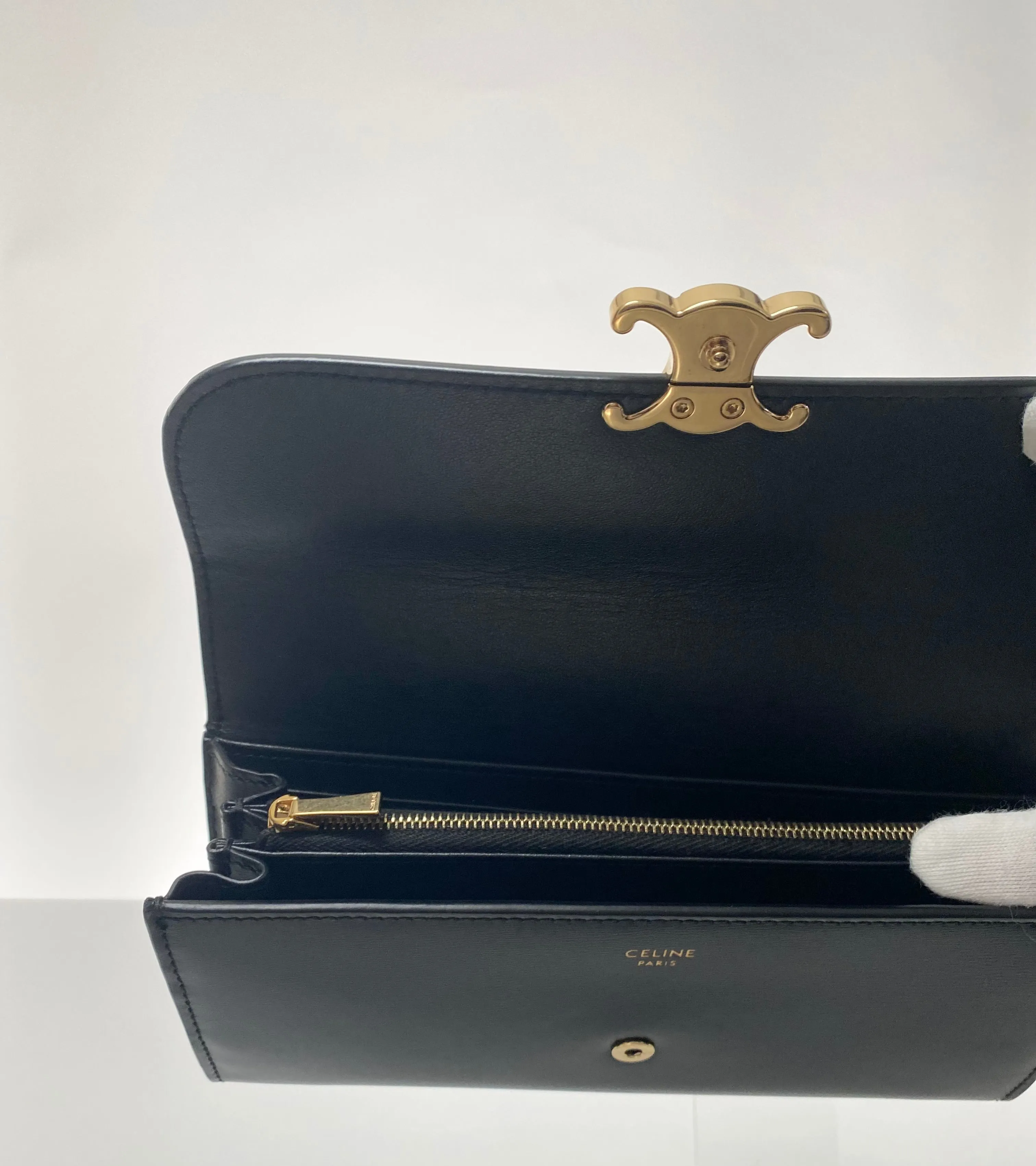 Celine Preloved Large Shiny Calfskin Triomphe Wallet