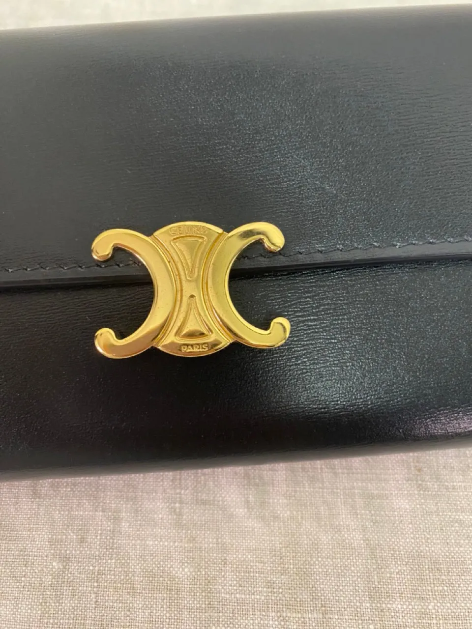 Celine Preloved Large Shiny Calfskin Triomphe Wallet