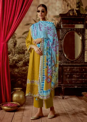 Charming Mustard Parsi Style Embroidered Festive Salwar Suit