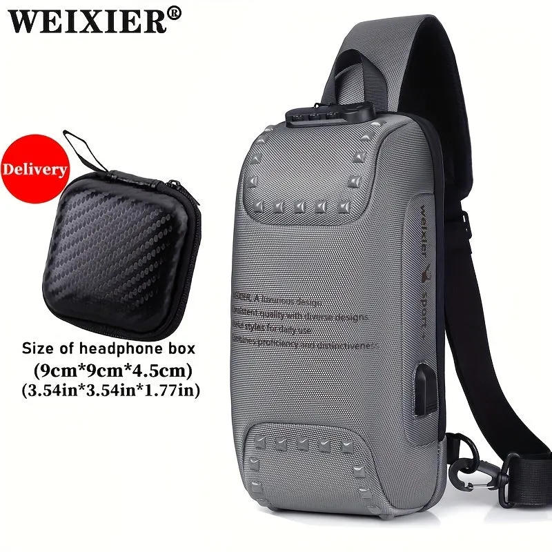 Chest Bag Casual Anti-theft Combination Lock Messenger Bag USB Fast Charging Shoulder Satchel Sports Cycling Backpack