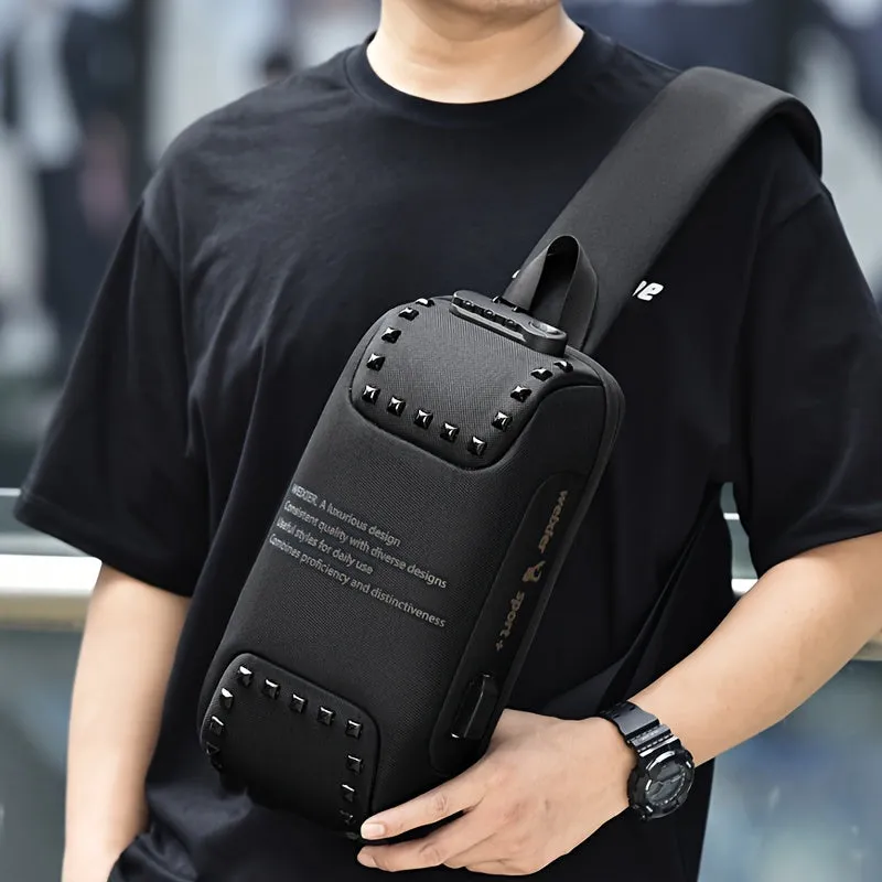 Chest Bag Casual Anti-theft Combination Lock Messenger Bag USB Fast Charging Shoulder Satchel Sports Cycling Backpack