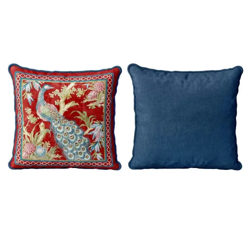 Chinoiserie Luxurious Peacock Decorative Throw Pillow