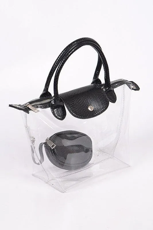 Convertible Clear Mini Tote Bag Set