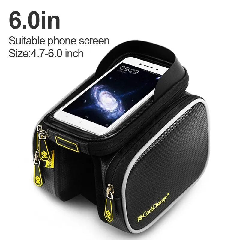 CoolChange Cycling Front Frame Tube Waterproof Bag Double IPouch