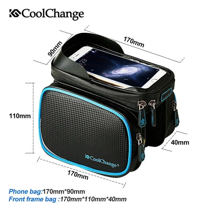 CoolChange Cycling Front Frame Tube Waterproof Bag Double IPouch