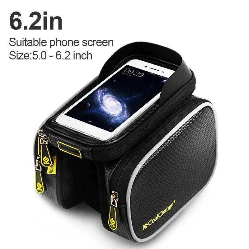 CoolChange Cycling Front Frame Tube Waterproof Bag Double IPouch