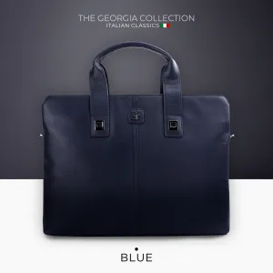 Corporate New Year Gift | Georgia Collection | Genuine Leather Laptop / Folio Bag For Men |  Navy Blue