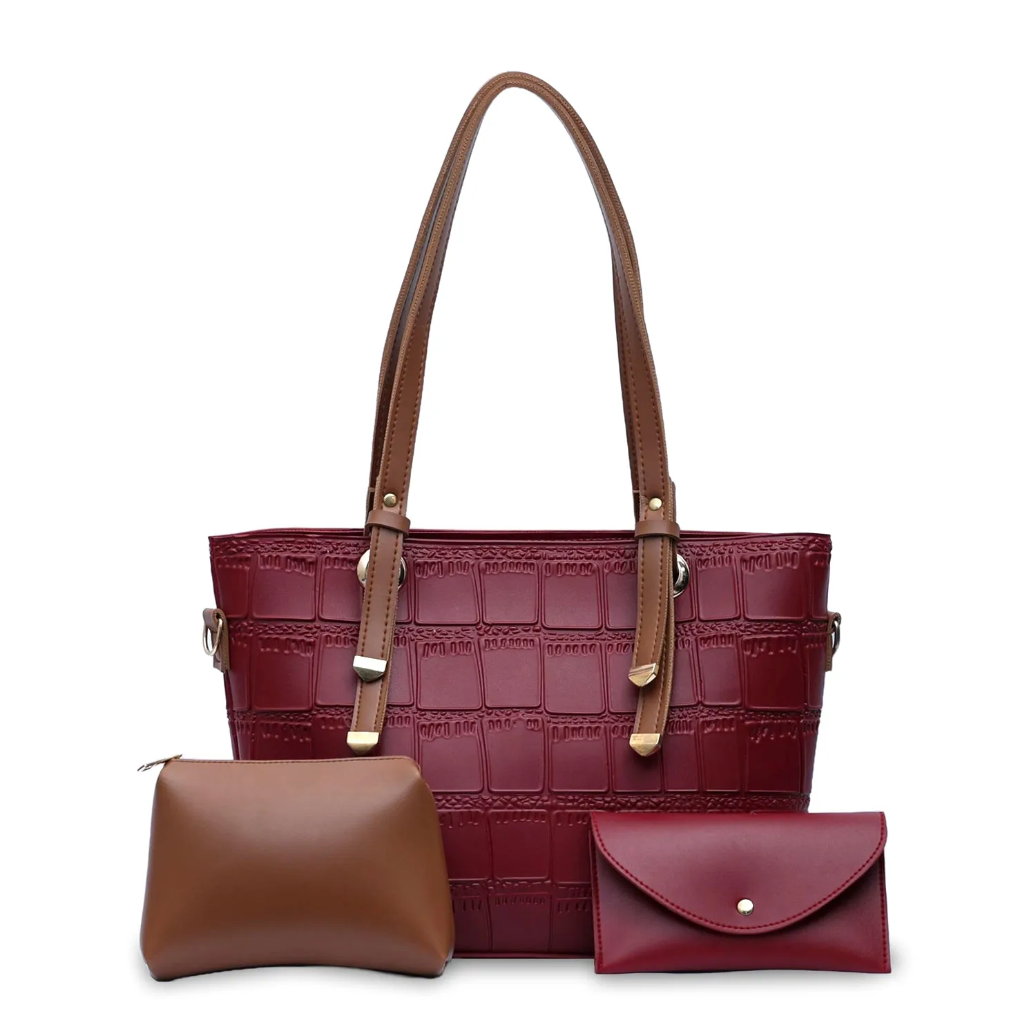 Crocodile Tote Maroon Bagset