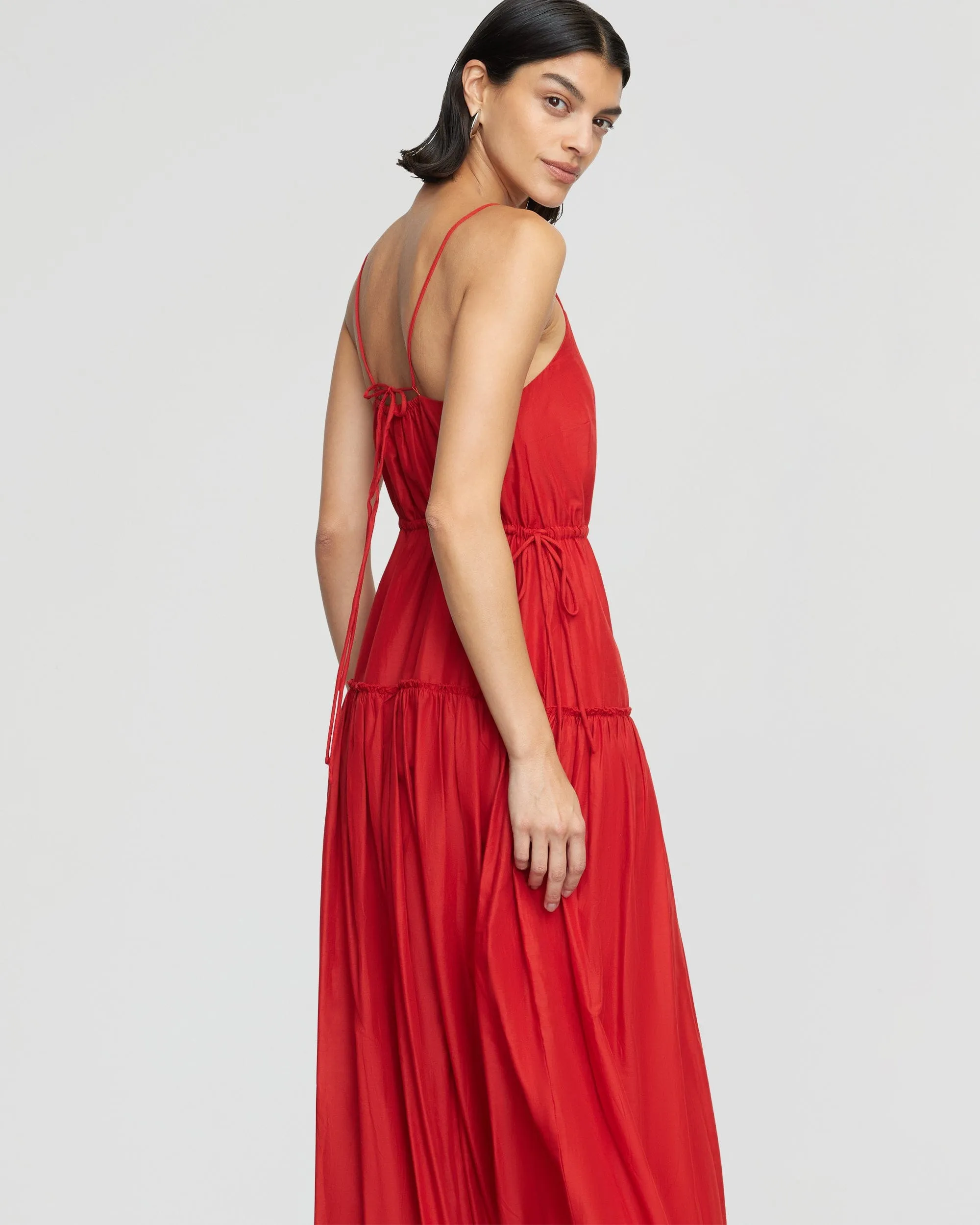 Dalia Tie-Waist Tiered Dress