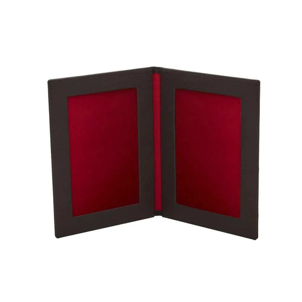 Double Leather Photo Frame 6x4 Inch - Brown