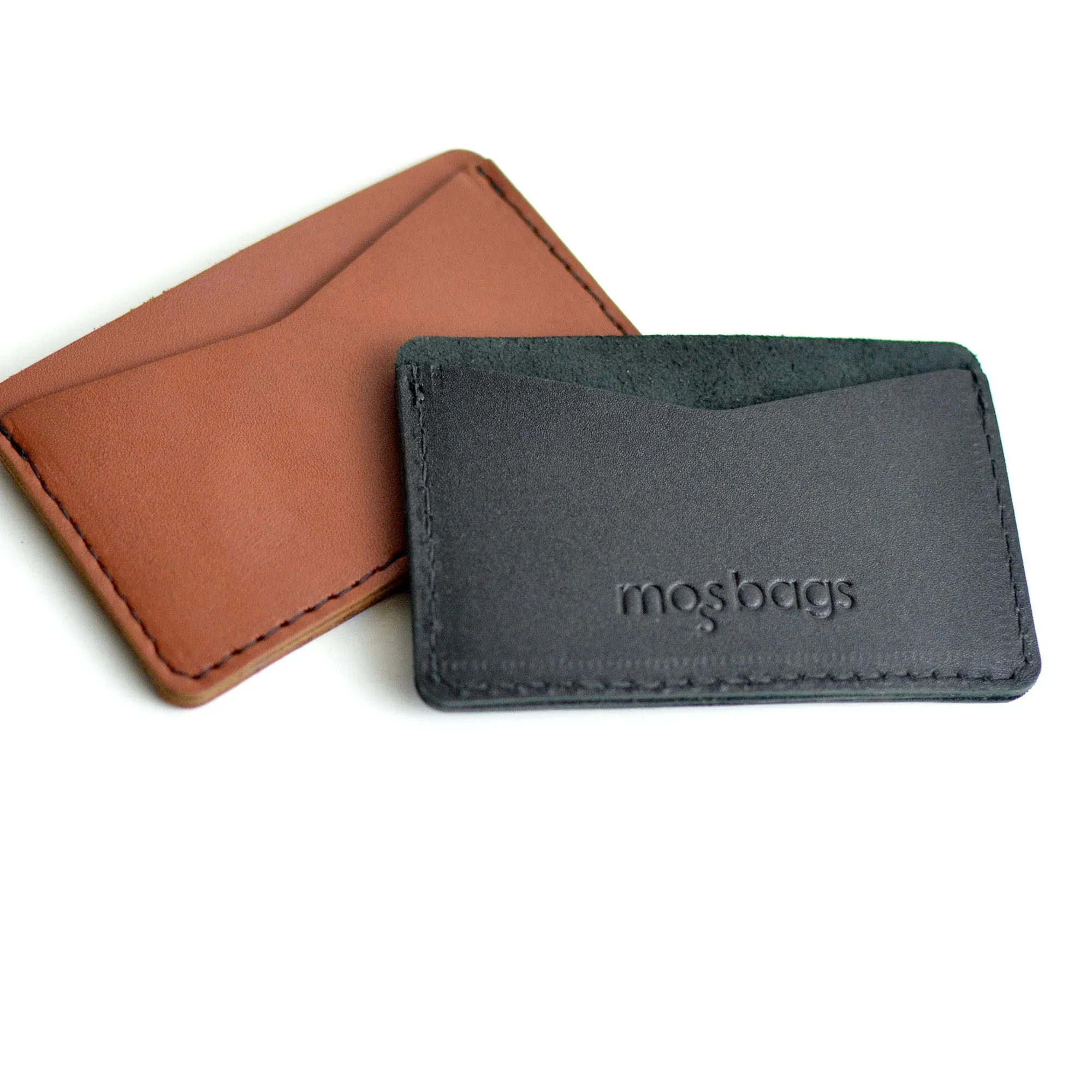 Double Sided Card Holder - Navy Blue Leather