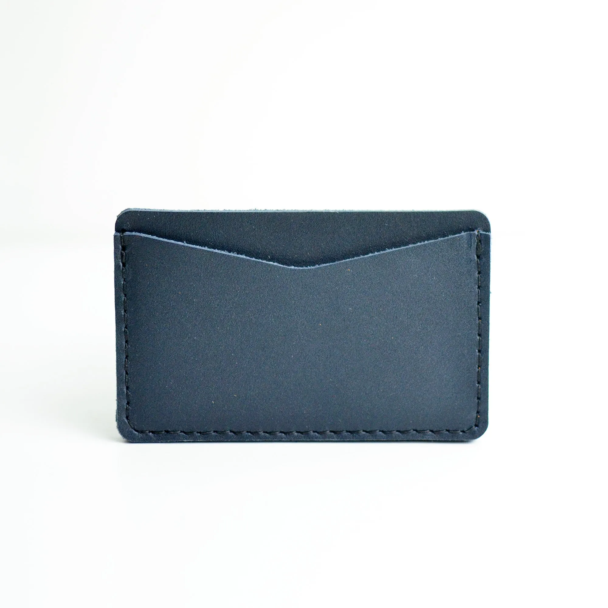 Double Sided Card Holder - Navy Blue Leather