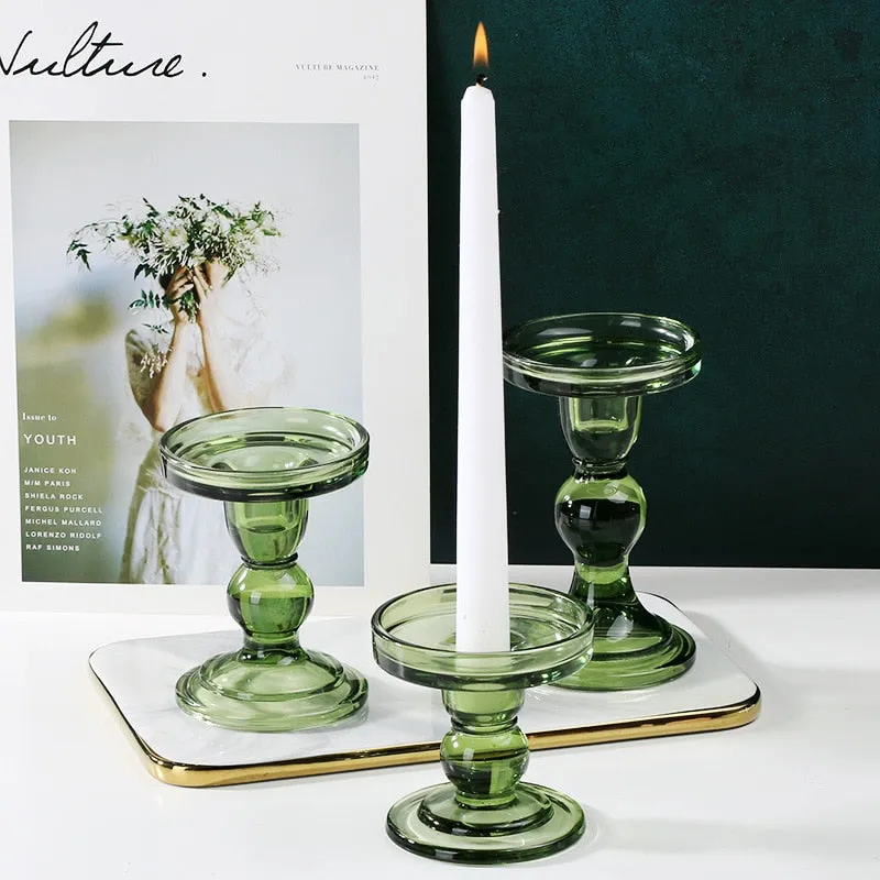 Edith Colored Glass Candle holder