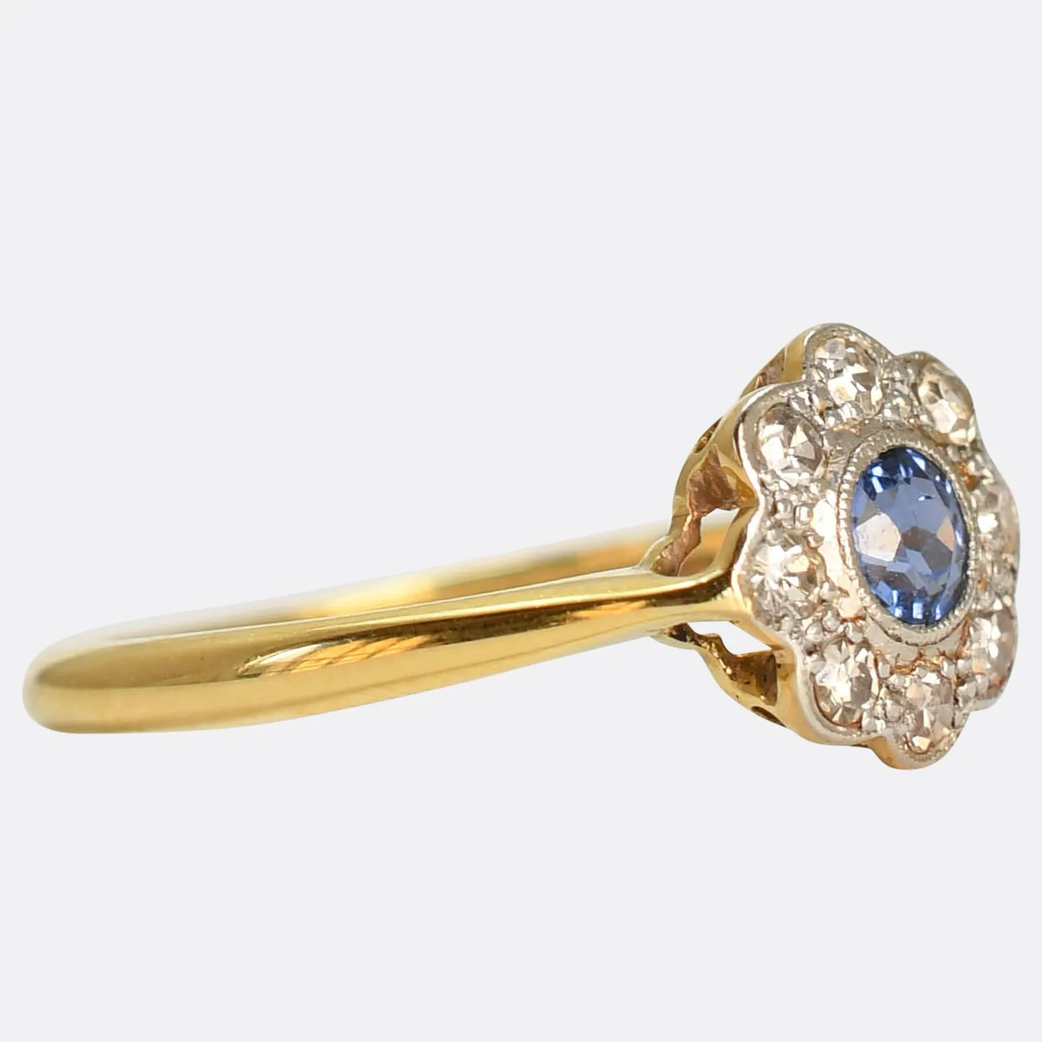 Edwardian Sapphire & Diamond Daisy Cluster Ring