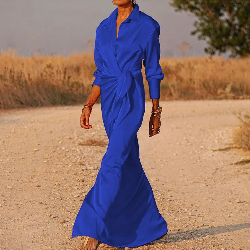 Elegant High Waist Slit Maxi Dress