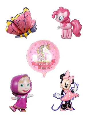 Enchanting Pink Balloon Set: Delightful Characters and Magical Fun